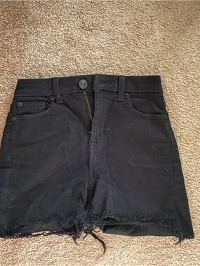 American Eagle Outfitters Black High-Rise Stretch Denim Shorts